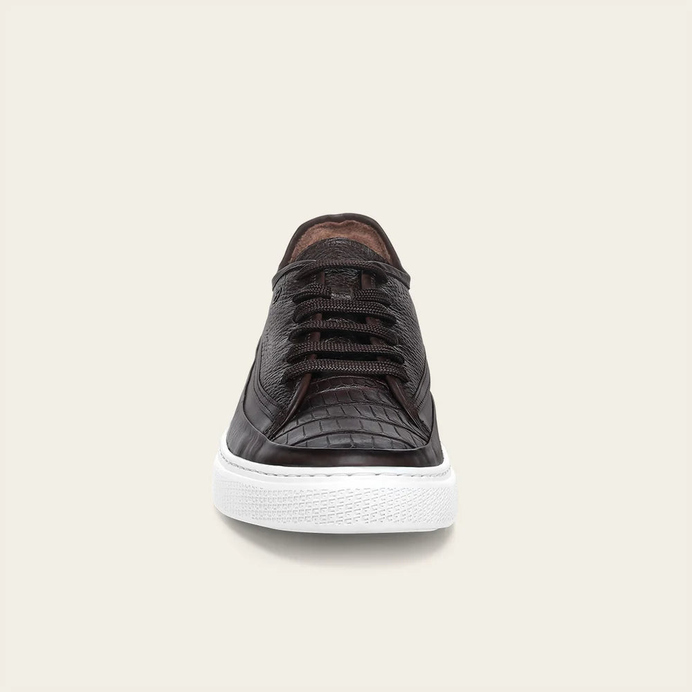 C46LPBI - Cuadra Brown Genuine Alligator Leather Sneakers for Men