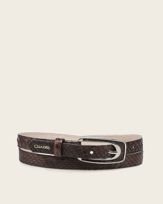 CD54DPI - Cuadra Chocolate Casual Python Belt for Woman