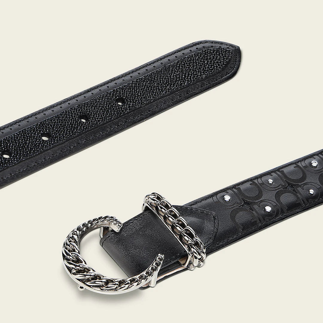 CDA30MA - Cuadra black western cowgirl stingray leather belt for women