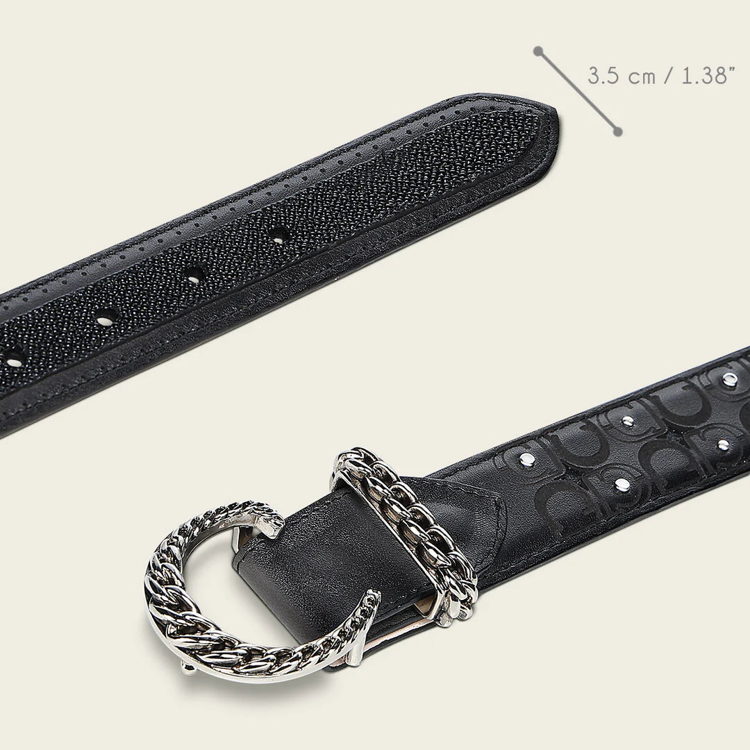 CDA30MA - Cuadra black western cowgirl stingray leather belt for women