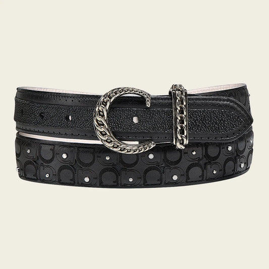 CDA30MA - Cuadra black western cowgirl stingray leather belt for women