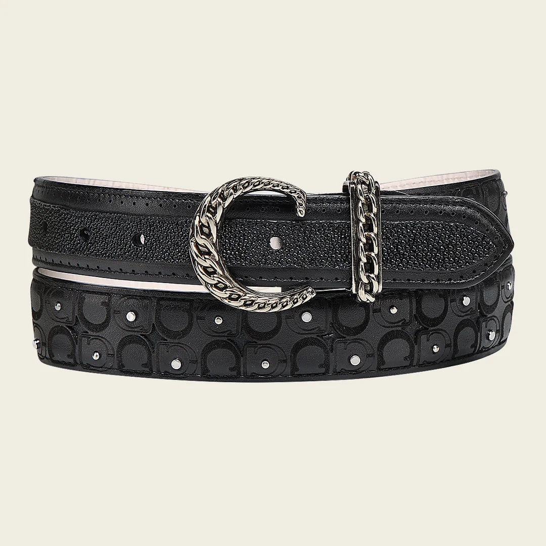 CDA30MA - Cuadra black western cowgirl stingray leather belt for women