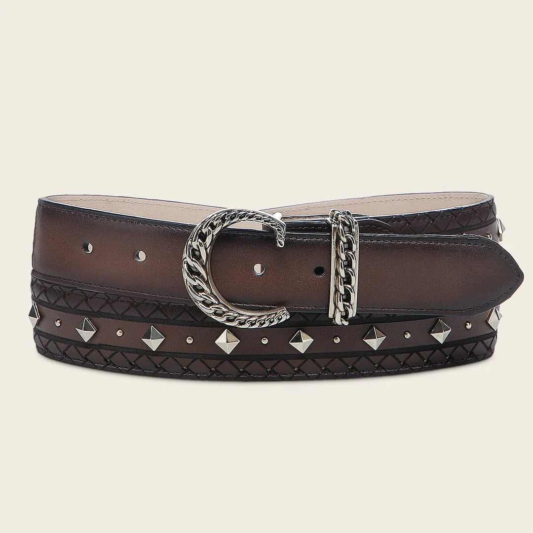 CDA37RS - Cuadra honey western cowgirl cowhide leather belt for women