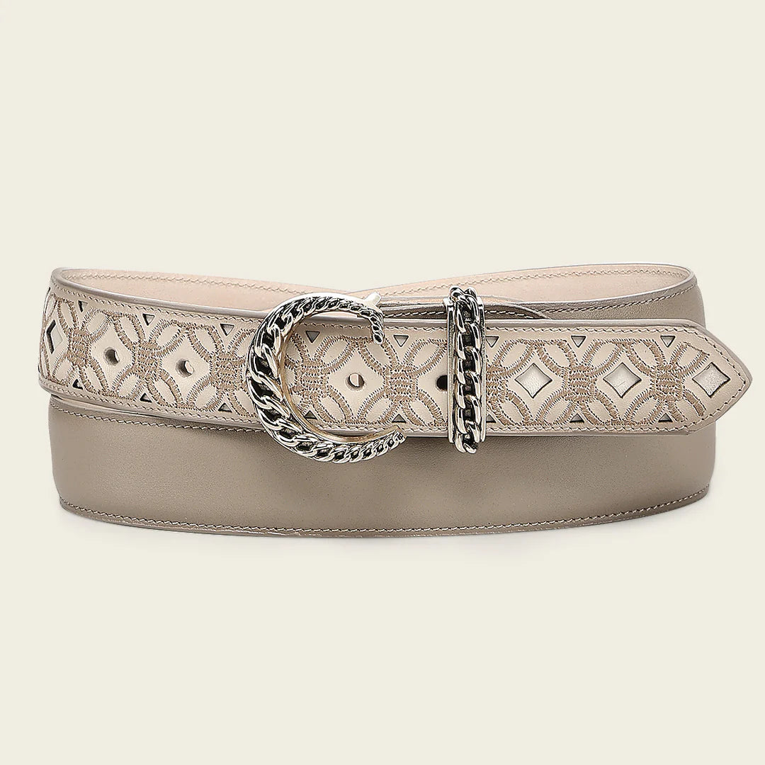 CDA43RS - Cuadra beige western cowgirl leather belt for women