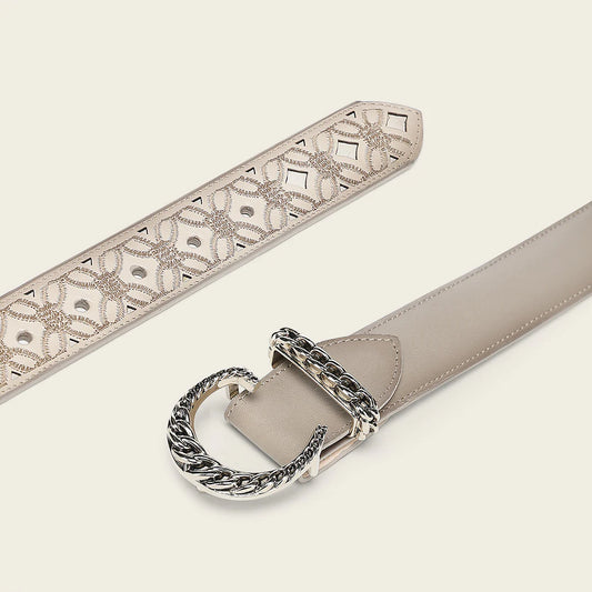 CDA43RS - Cuadra beige western cowgirl leather belt for women