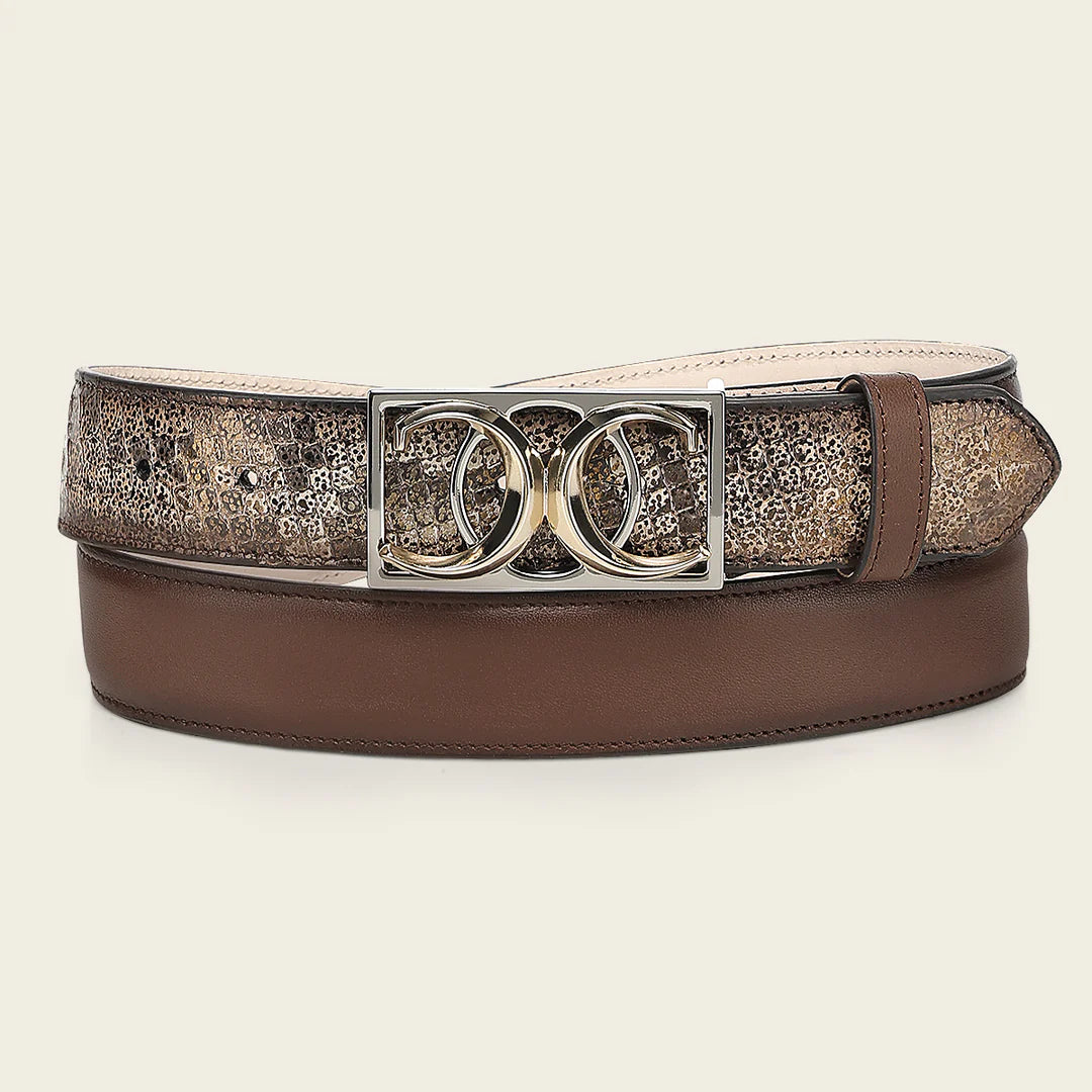 CDA46PM - Cuadra Honey Western Cowgirl Python Belt for Women
