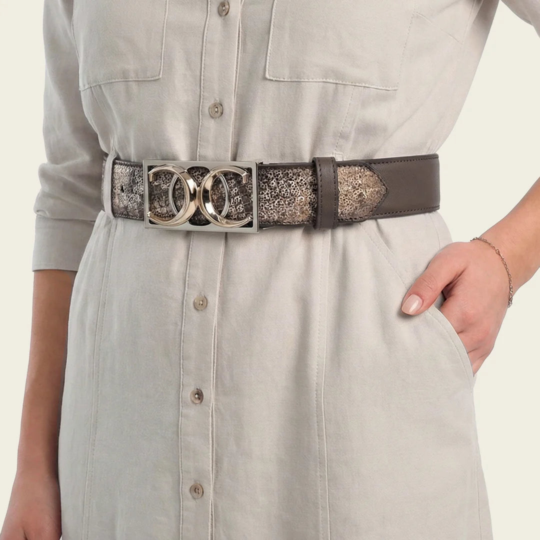 CDA46PM - Cuadra Honey Western Cowgirl Python Belt for Women
