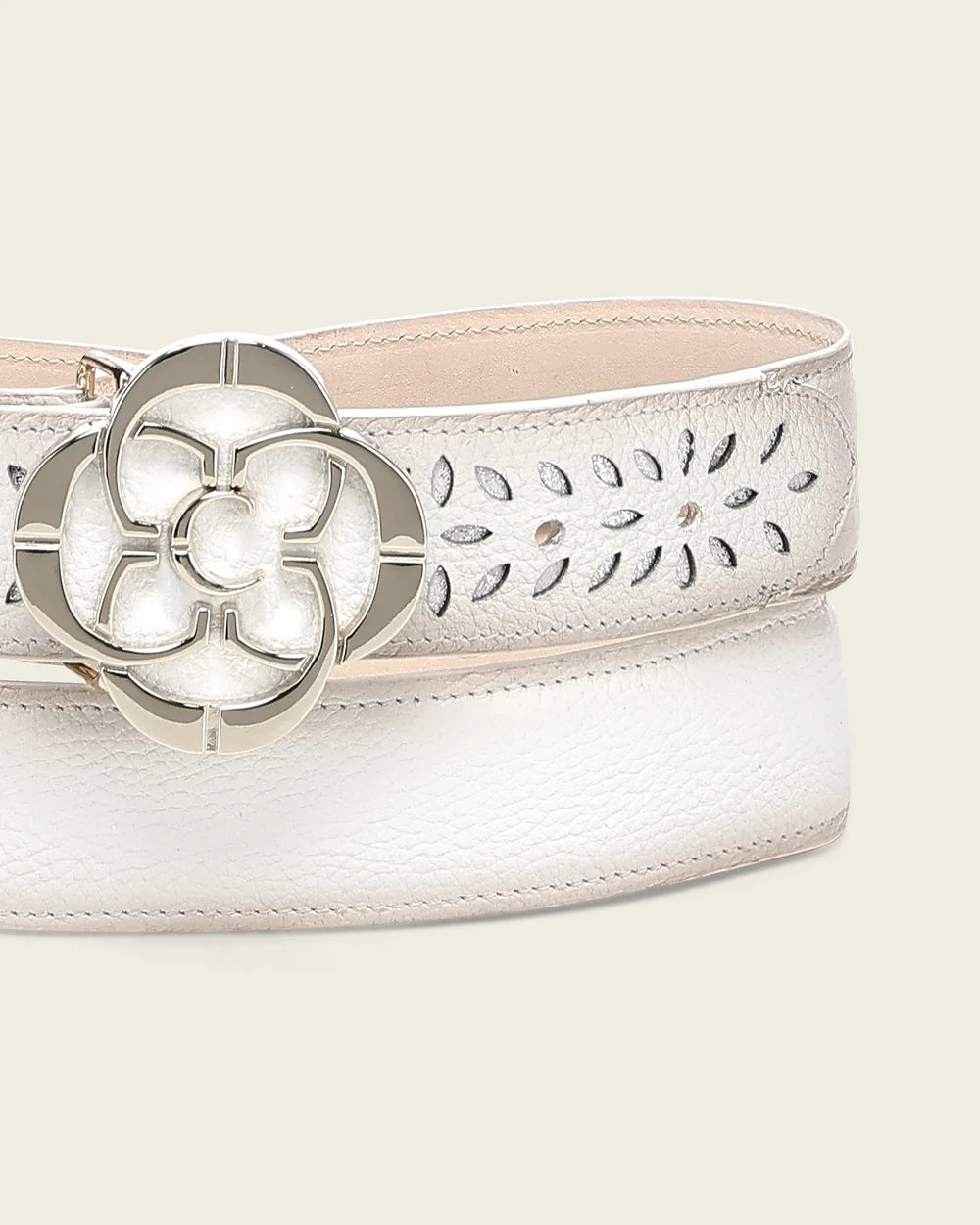CDA47RS - Cuadra white western cowgirl leather belt for women