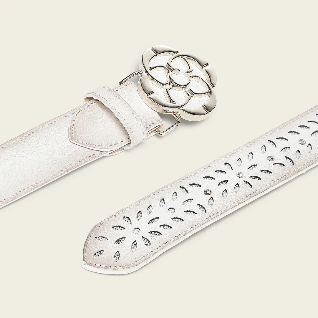 CDA47RS - Cuadra white western cowgirl leather belt for women