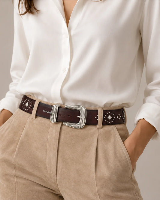 CDA49RS - Cuadra Red Western Cowgirl Cowhide Leather Belt for Women