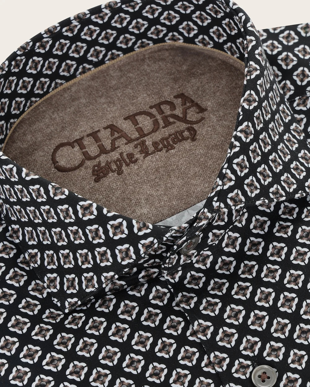 CM04117 - Cuadra brown medallion print long sleeve shirt for men