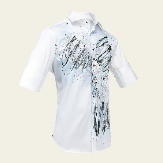 CM0P400 - Cuadra white western long sleeve shirt for men
