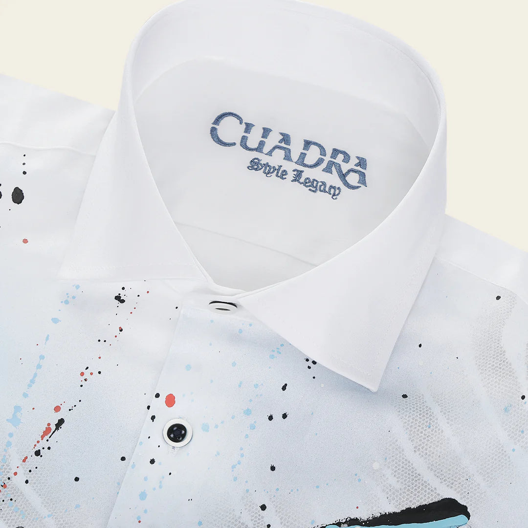 CM0P400 - Cuadra white fashion western long sleeve cotton shirt for men