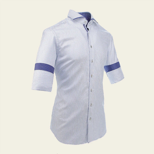 CM0S012 - Cuadra Navy Fashion Casual Soft Cotton Paisley Shirt for Men