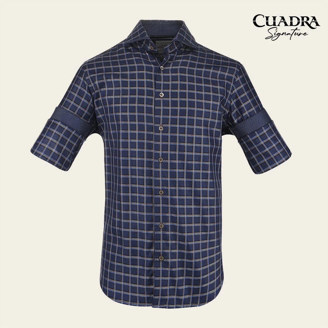 CM0S354 - Cuadra Signature navy soft cotton shirt for men