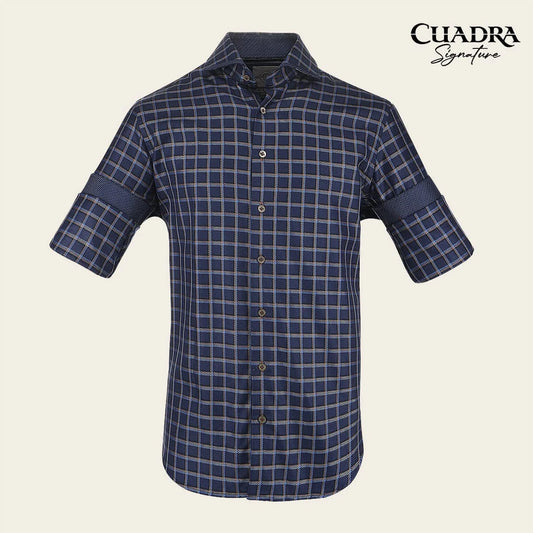 CM0S354 - Cuadra Signature navy soft cotton shirt for men