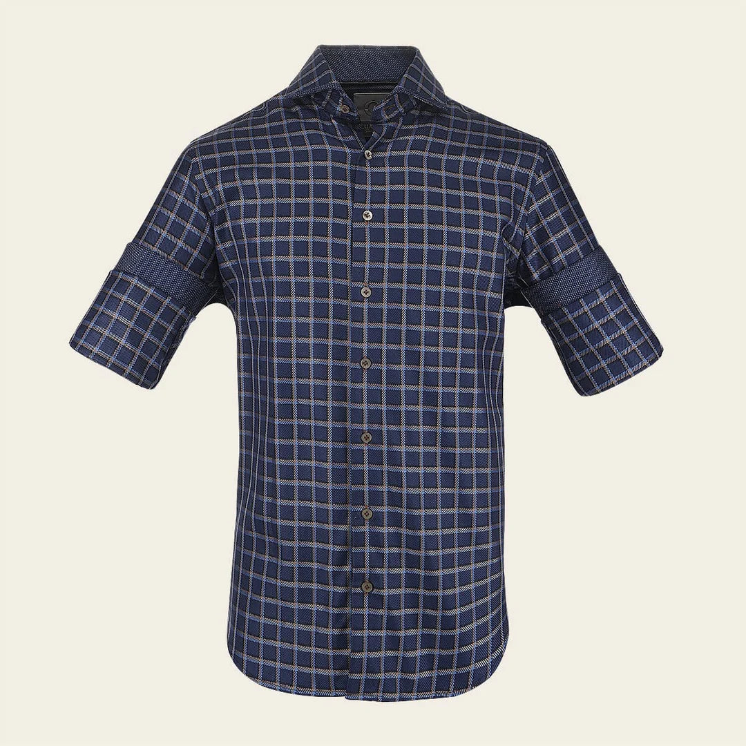 CM0S354 - Cuadra Signature navy soft cotton shirt for men