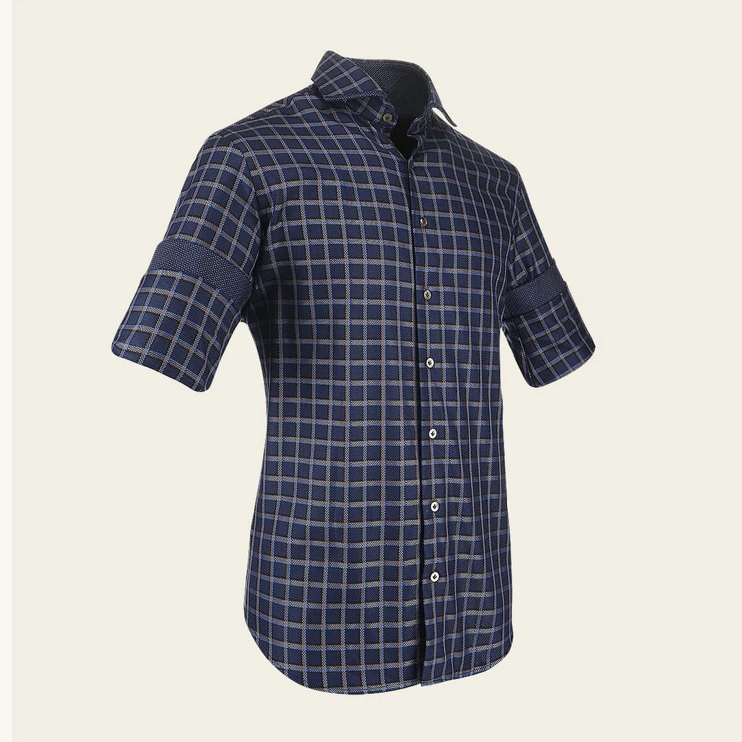 CM0S354 - Cuadra Signature navy soft cotton shirt for men