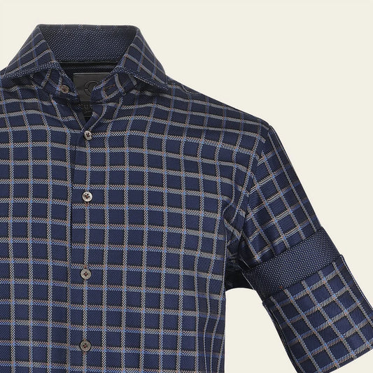 CM0S354 - Cuadra Signature navy soft cotton shirt for men