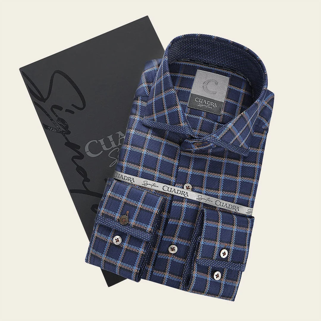 CM0S354 - Cuadra Signature navy soft cotton shirt for men