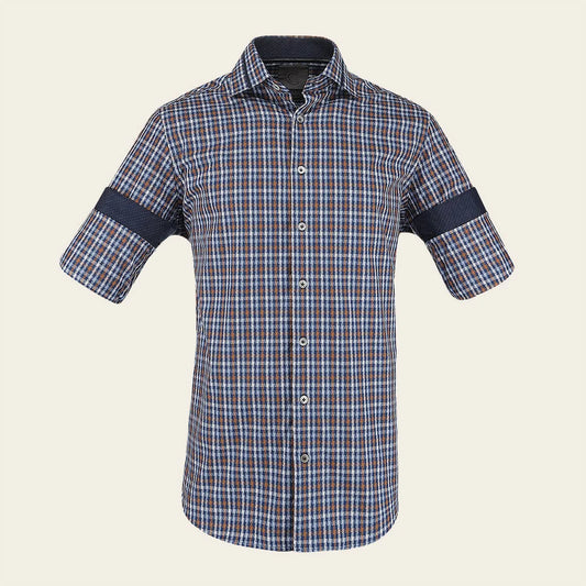 CM0S357 - Cuadra Signature Indigo Fashion Soft Cotton Abstract Shirt