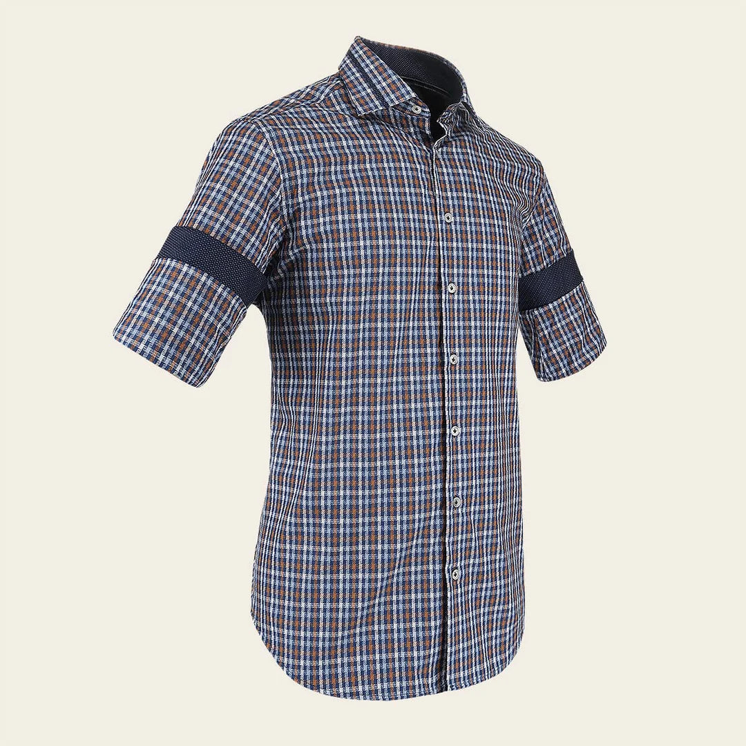 CM0S357 - Cuadra Signature Indigo Fashion Soft Cotton Abstract Shirt