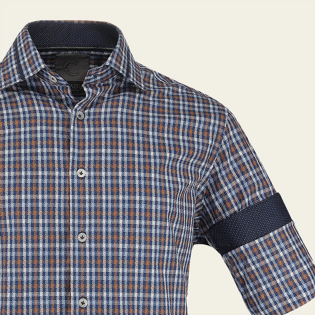 CM0S357 - Cuadra Signature Indigo Fashion Soft Cotton Abstract Shirt