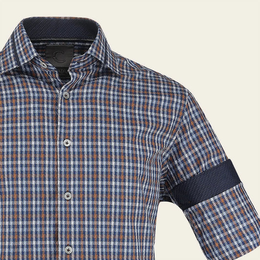 CM0S357 - Cuadra Signature Indigo Fashion Soft Cotton Abstract Shirt
