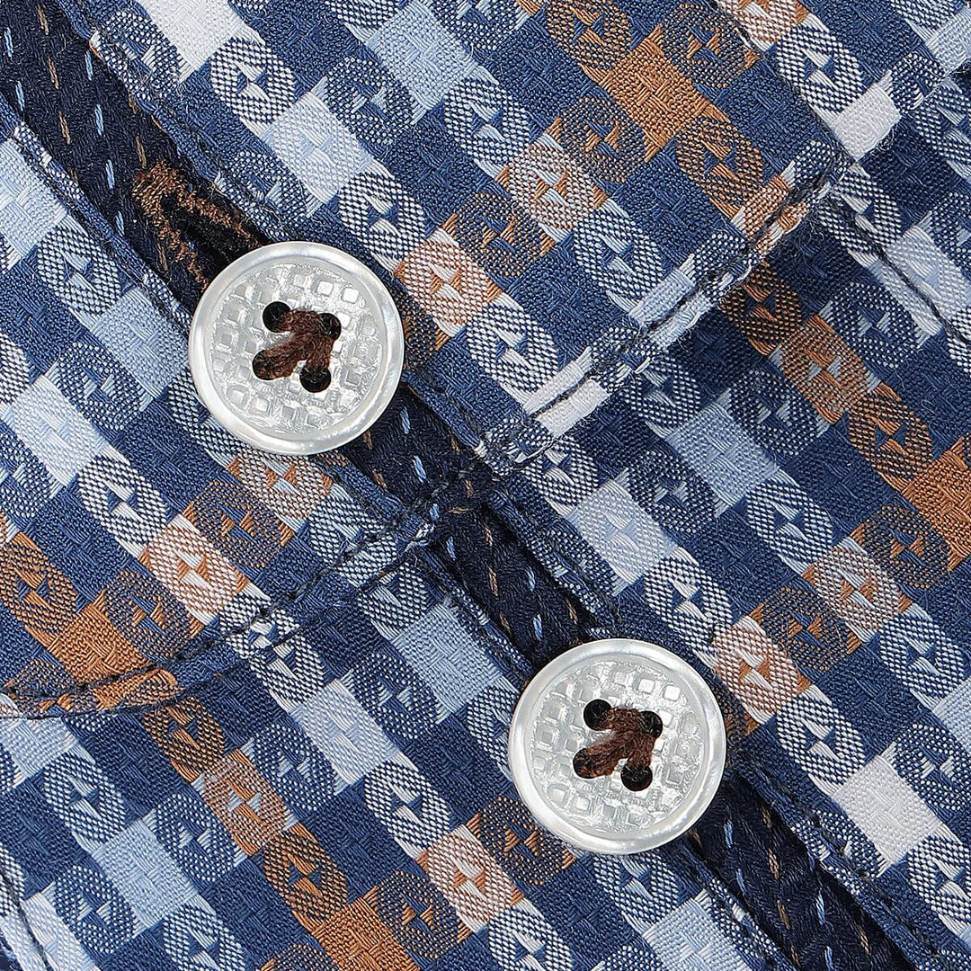 CM0S357 - Cuadra Signature Indigo Fashion Soft Cotton Abstract Shirt