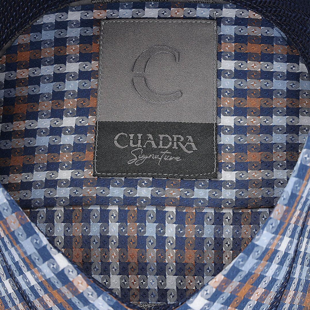 CM0S357 - Cuadra Signature Indigo Fashion Soft Cotton Abstract Shirt