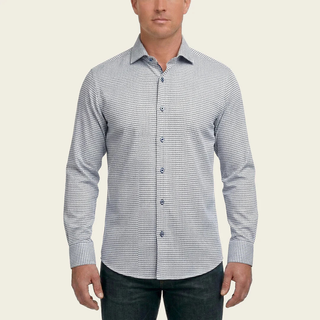 CM0S382- Cuadra Signature navy fashion soft cotton abstract shirt for men