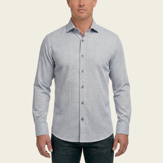 CM0S382 - Cuadra Signature Navy Fashion Soft Cotton Abstract Shirt