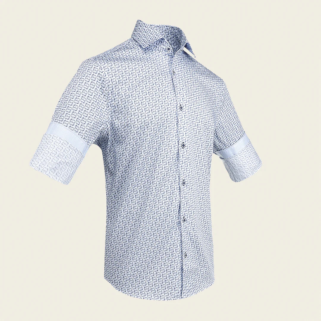CM0W113 - Cuadra Blue Casual Fashion Cotton Shirt for Men