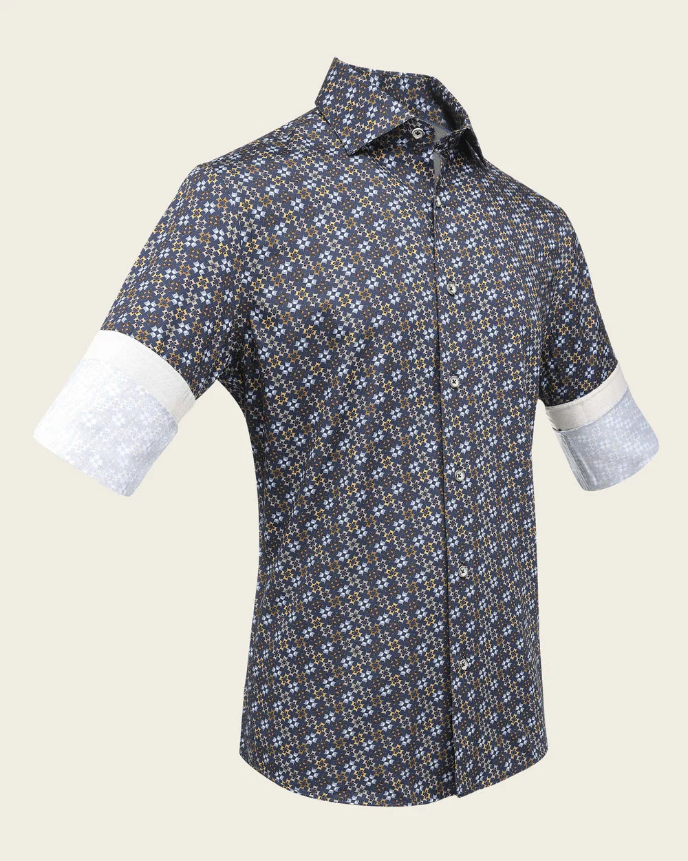 CM10314 - Cuadra Navy Abstract Shirt for Men