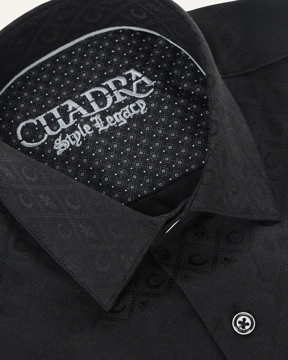 CM10812 - Cuadra Men's Black Tonal Jacquard Monogram Long Sleeve Shirt