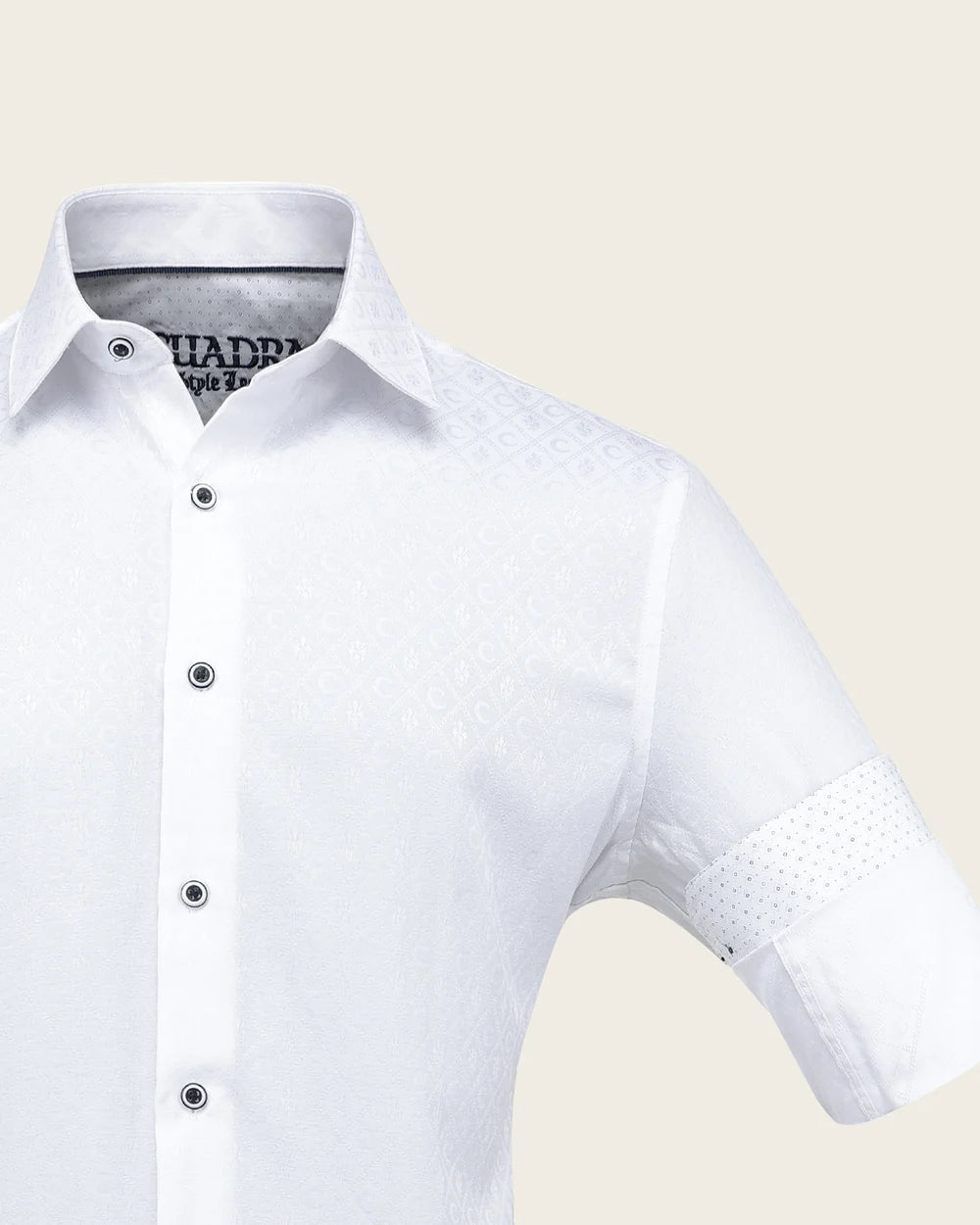 CM10813 - Cuadra white monogram jacquard long sleeve shirt for men