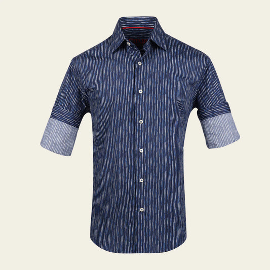 CM11024 - Cuadra navy fashion casual soft cotton paisley shirt for men