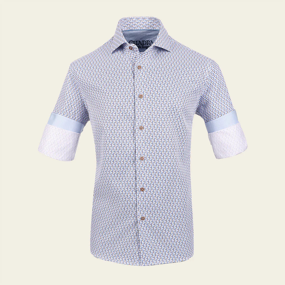 CM11030 - Cuadra blue fashion casual soft cotton paisley shirt for men
