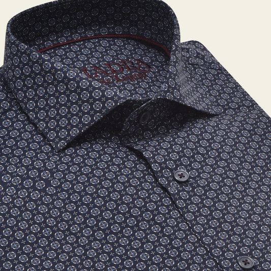 CM21029 - Cuadra navy geometric shirt for men