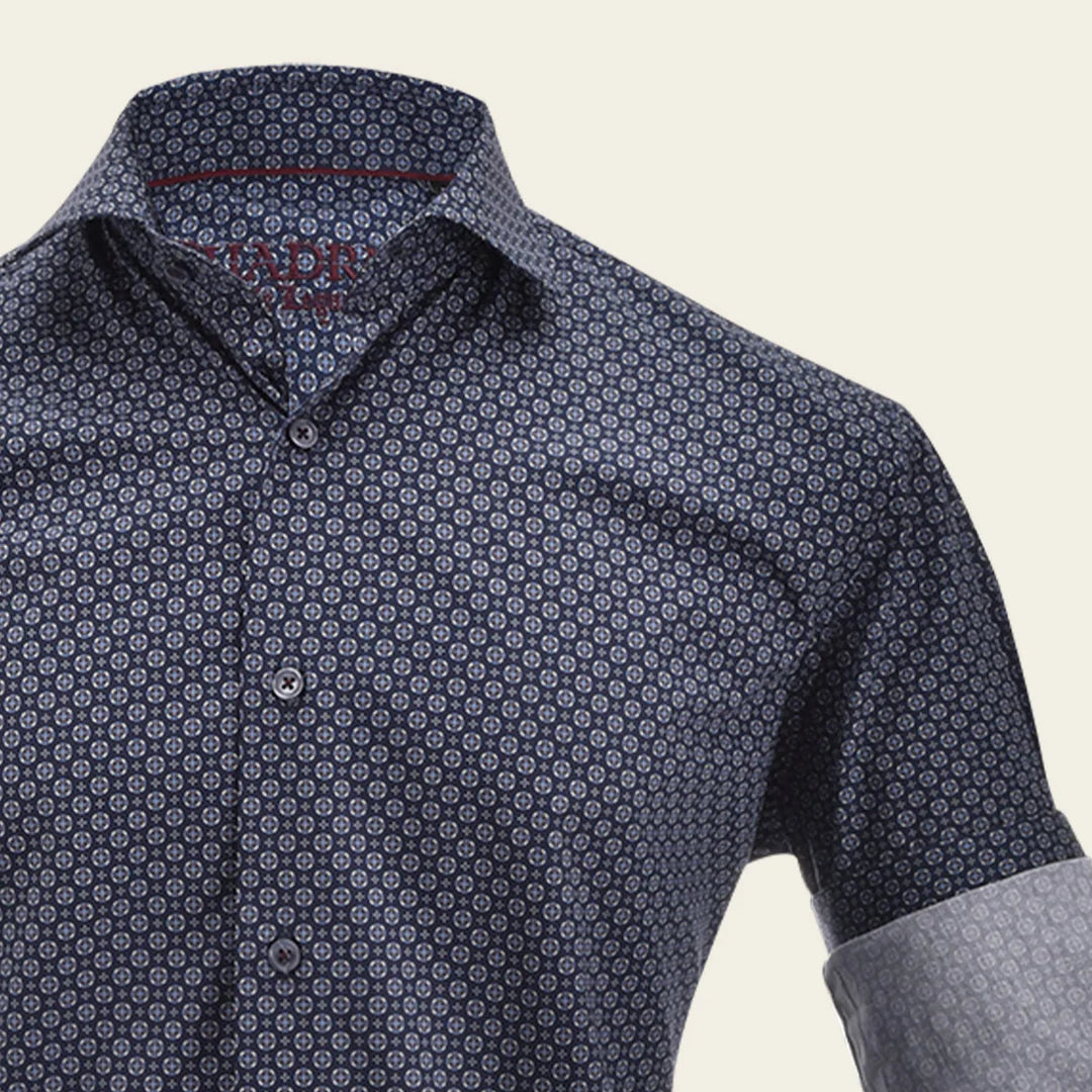 CM21029 - Cuadra navy geometric shirt for men