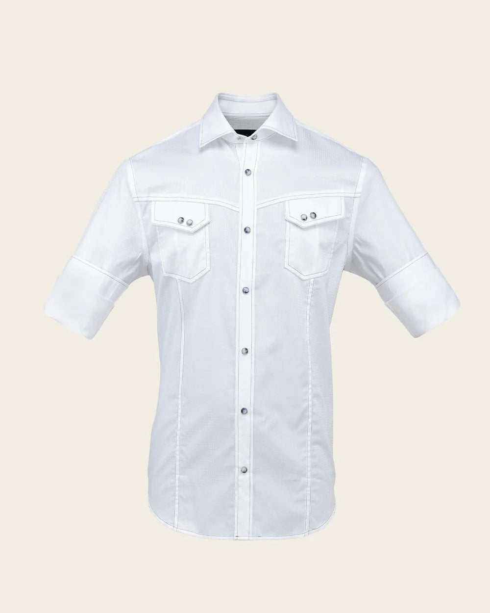 CMC0800 - Cuadra white textured western snap shirt for men