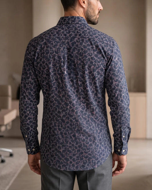CMC1600 - Cuadra navy paisley print western snap shirt for men
