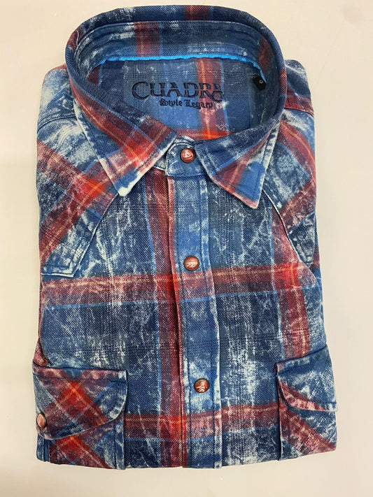 CMCU501 - Cuadra indigo soft cotton paisley shirt for men