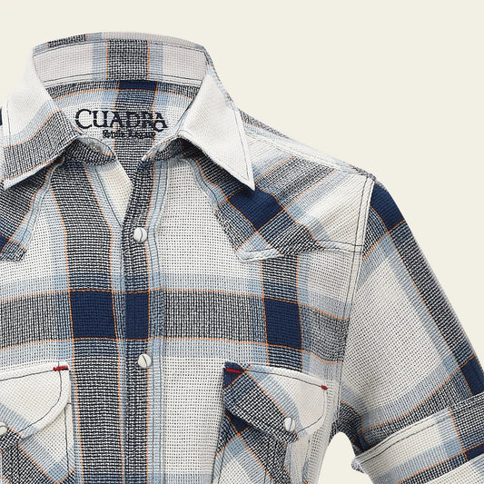 CMCW887 - Cuadra Navy Fashion Casual Soft Cotton Paisley Shirt for Men