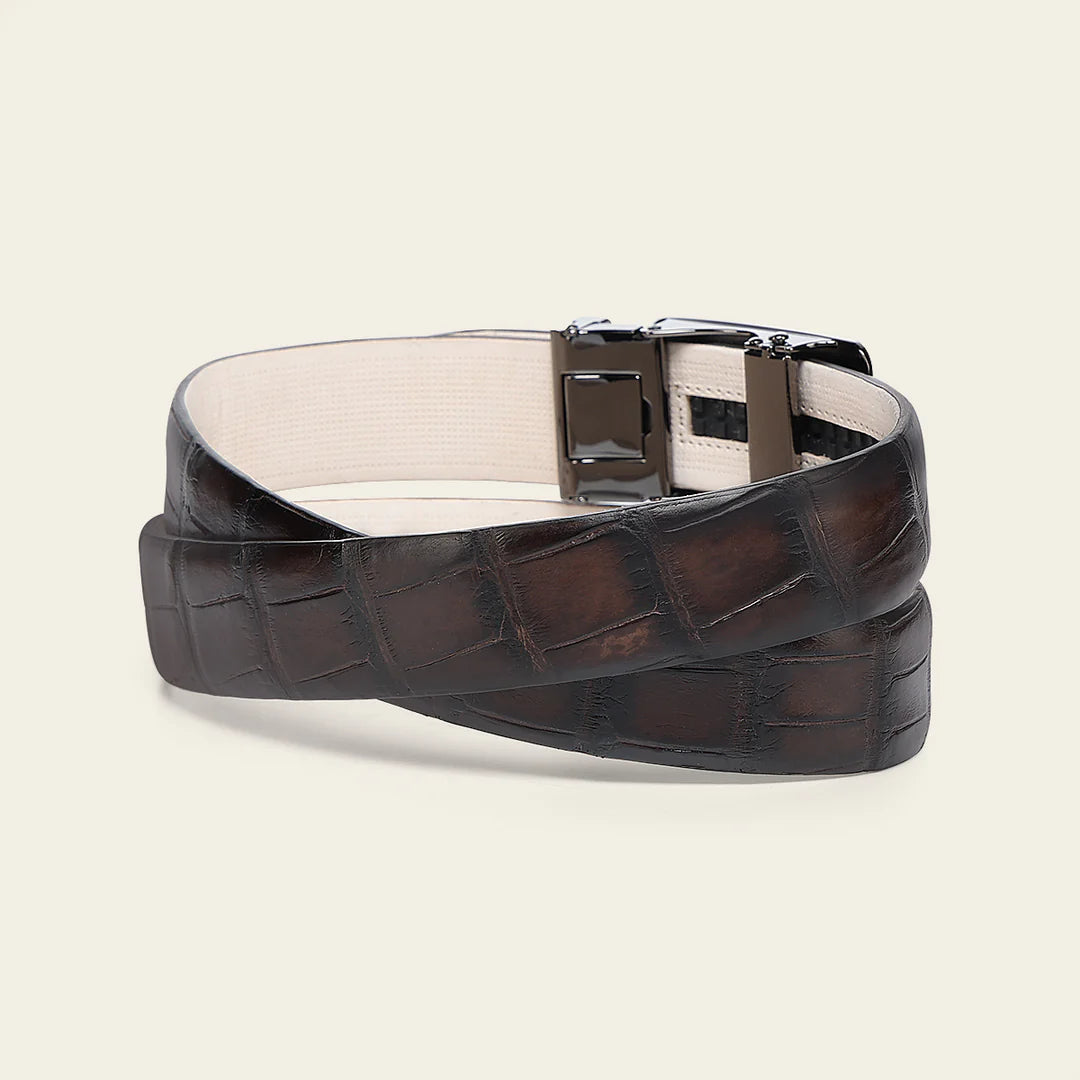 CS565AL - Cuadra chocolate casual fashion alligator belt for men