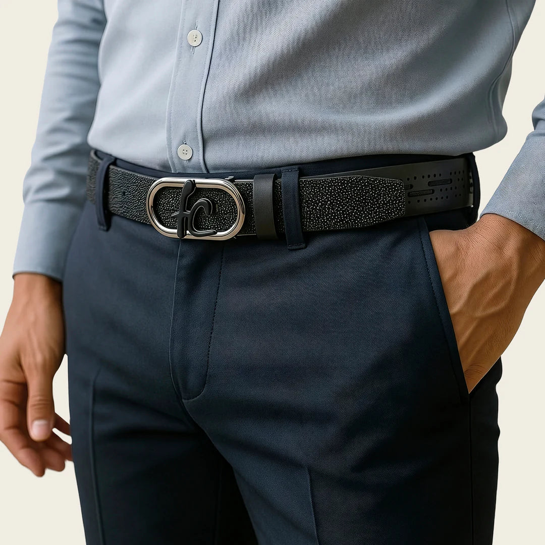 CS579MA- Franco Cuadra black western fashion Stingray belt for men