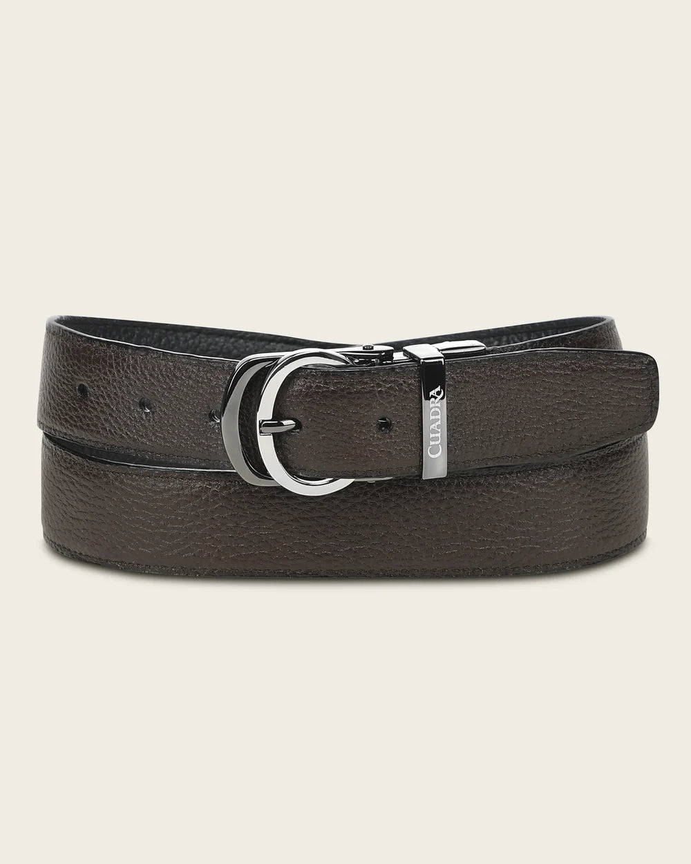 CS583VE - Cuadra black and brown reversible deer leather belt for men