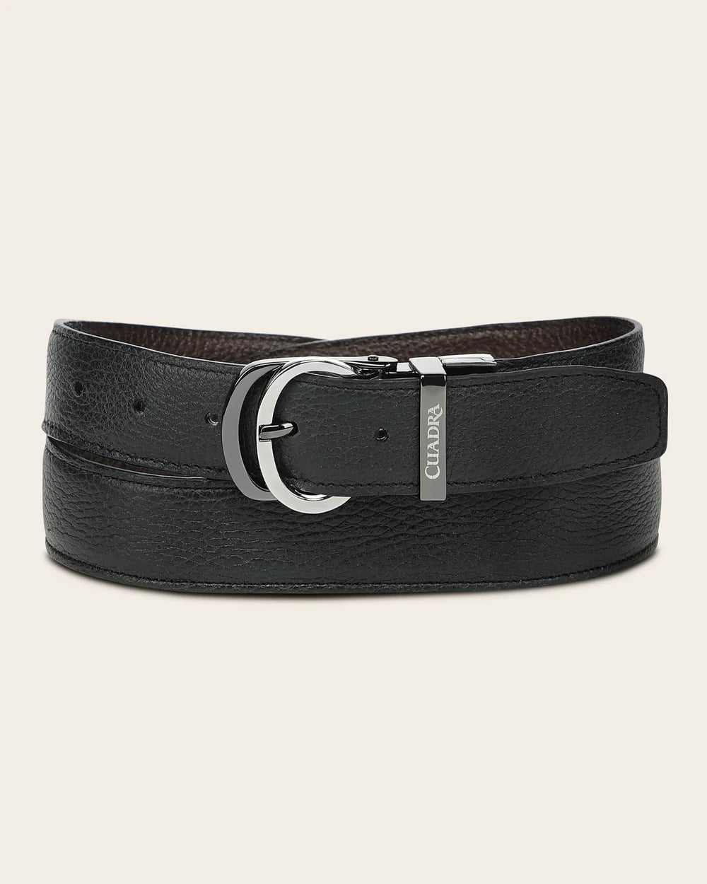 CS583VE - Cuadra black and brown reversible deer leather belt for men