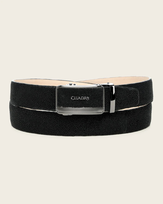 CS586MA - Cuadra black genuine stingray leather ratchet belt for men