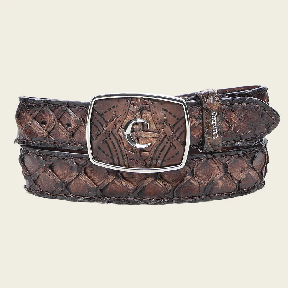 CV464PR - Cuadra honey cowboy western pirarucu leather belt for men